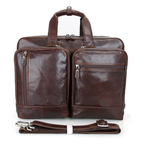 Handmade Top Grain Leather Briefcase Brown Messenger Bags Men's Business Laptop Bags by Leather Warrior