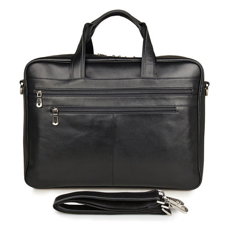 Full Grain Black Leather Briefcases Men Leather Messenger Shoulder Bags