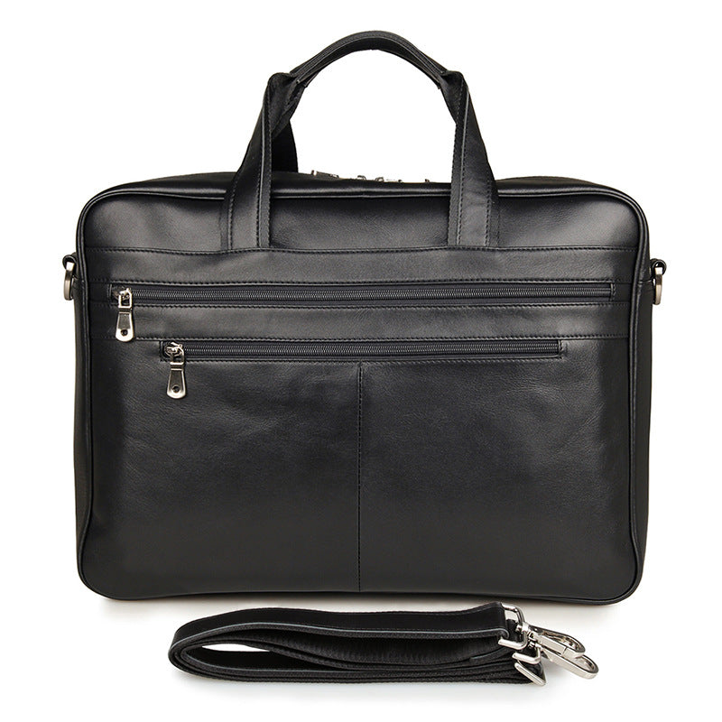 Full Grain Black Leather Briefcases Men Leather Messenger Shoulder Bags