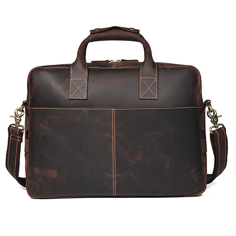 Handmade Full Grain Brown Leather Briefcases Vintage Leather Messenger Bags by Leather Warrior