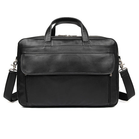 Men's Top Grain Black Leather Briefcase Black Travel Messenger Bag Laptop Bags by Leather Warrior
