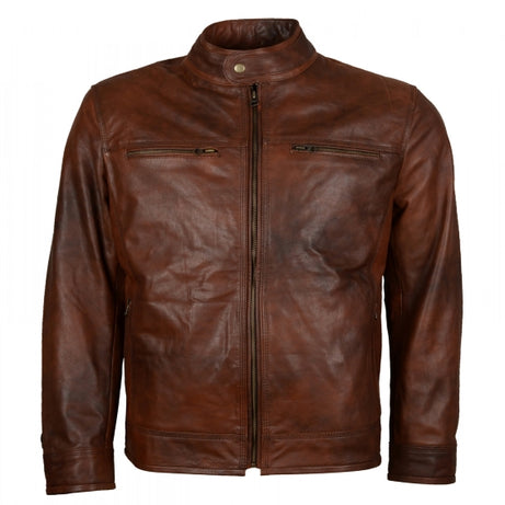 Men’s Vintage Brown Cafe Racer Leather Biker Jacket