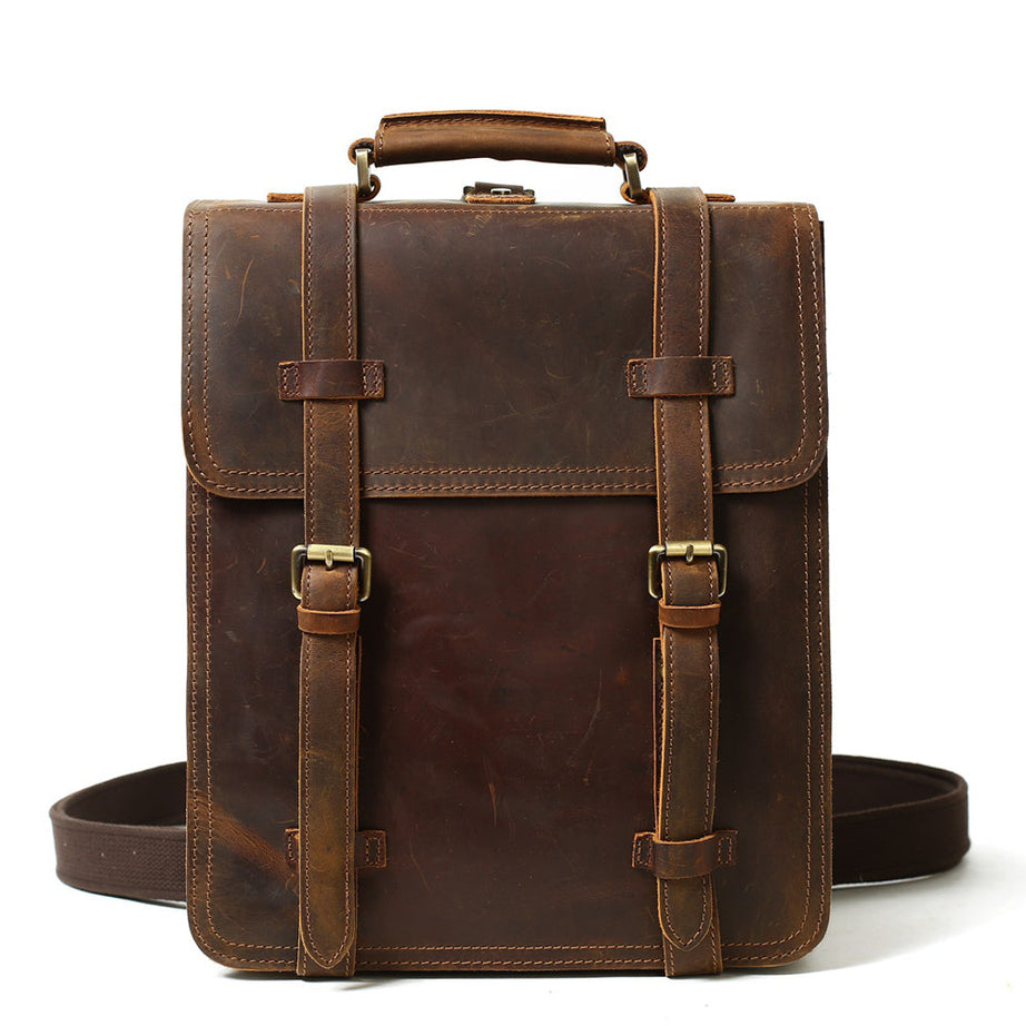 Vintage Brown Full Grain Leather Backpack Purse, Designer Backpacks, Sling Backpack by Leather Warrior