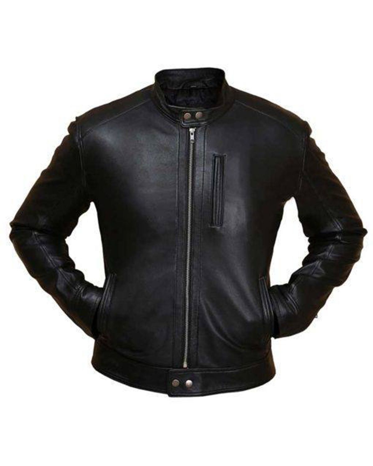Men's Black Bike Hunt Real Sheepskin Leather Jacket