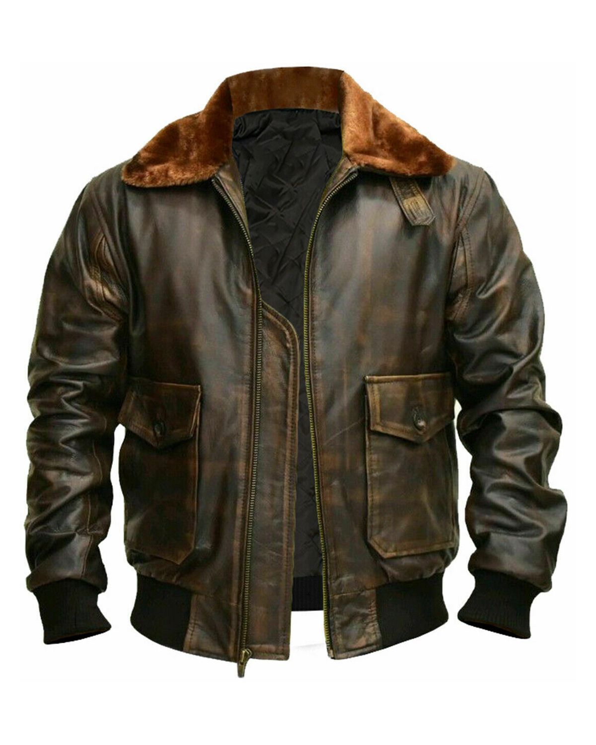 Men Distressed Brown G1 Aviator A2 Bomber Leather Jacket