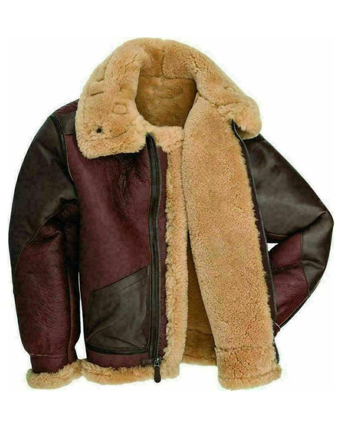 Men Cockpit Maroon Genuine Sheepskin Leather Jacket