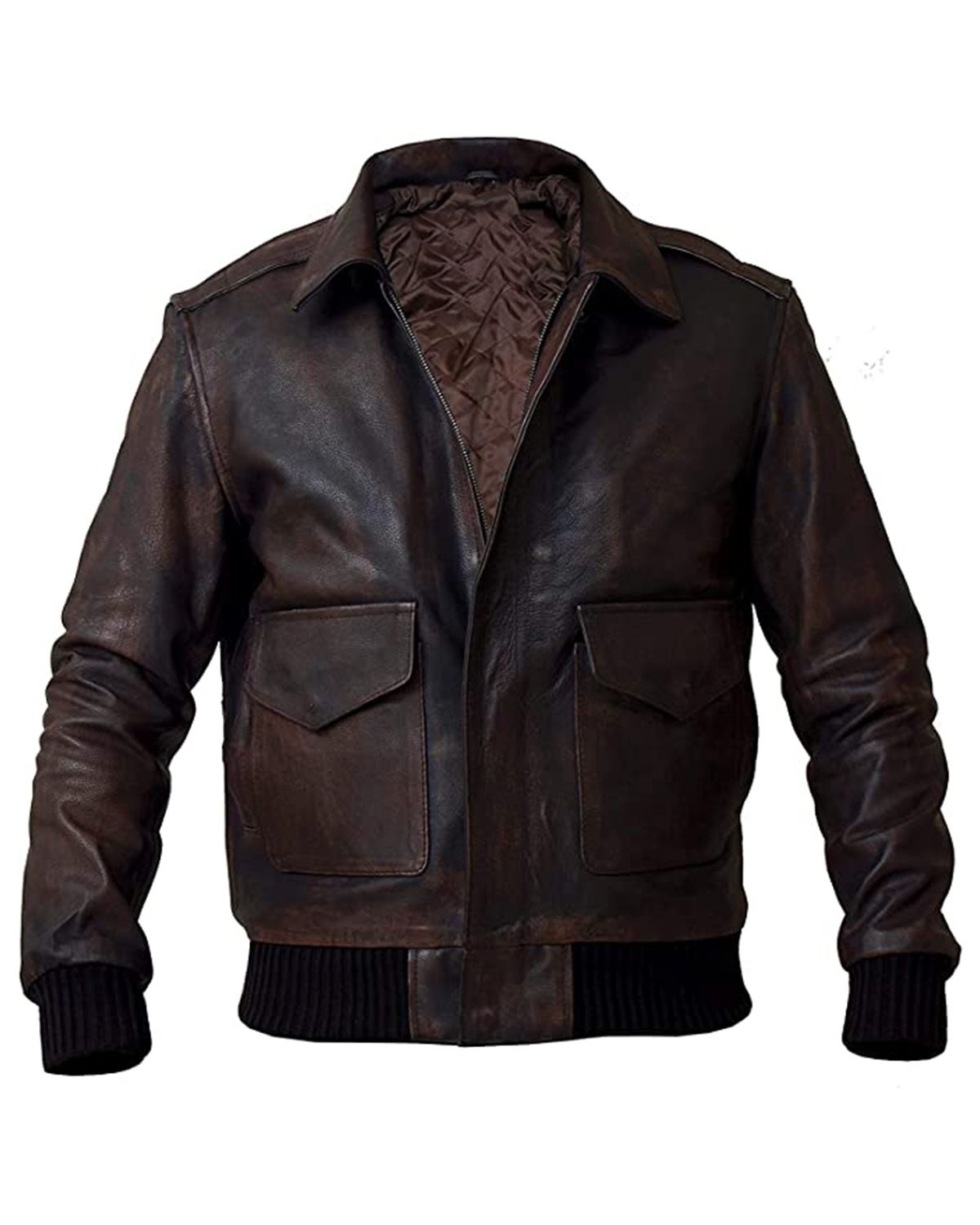 Men Pilot A2 Bomber Aviator Military Leather Jacket