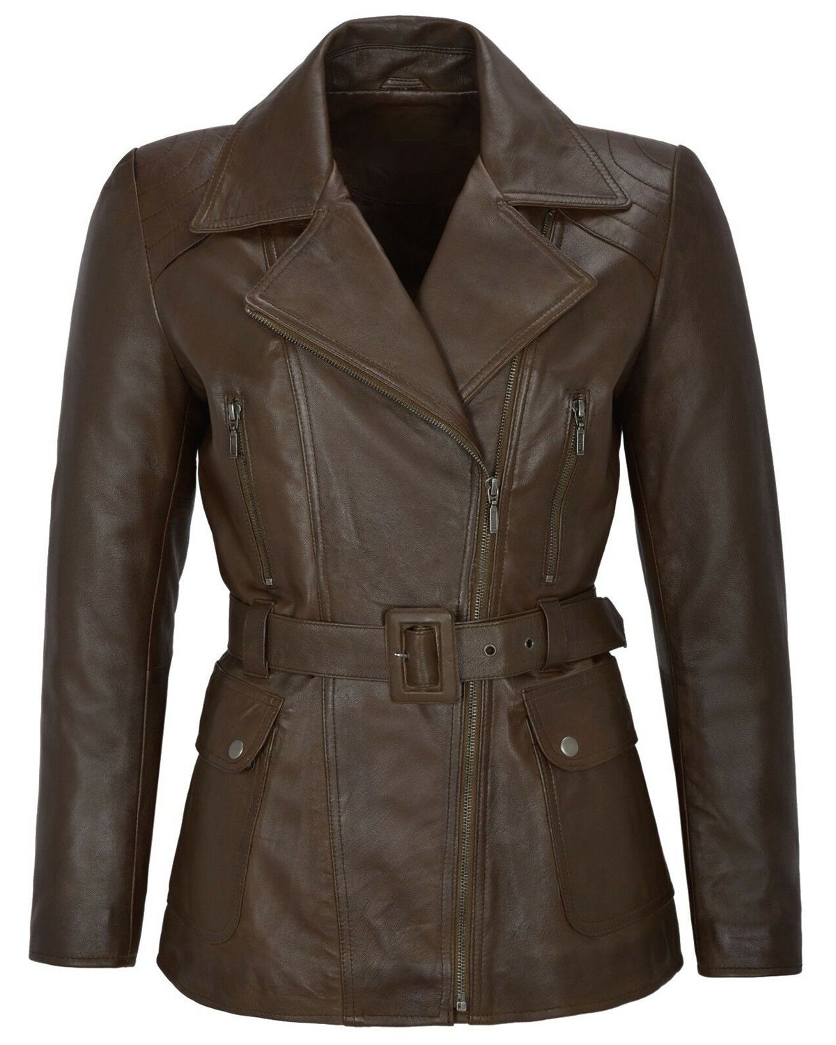 Women's Classic Mid Length Brown Trench Coat