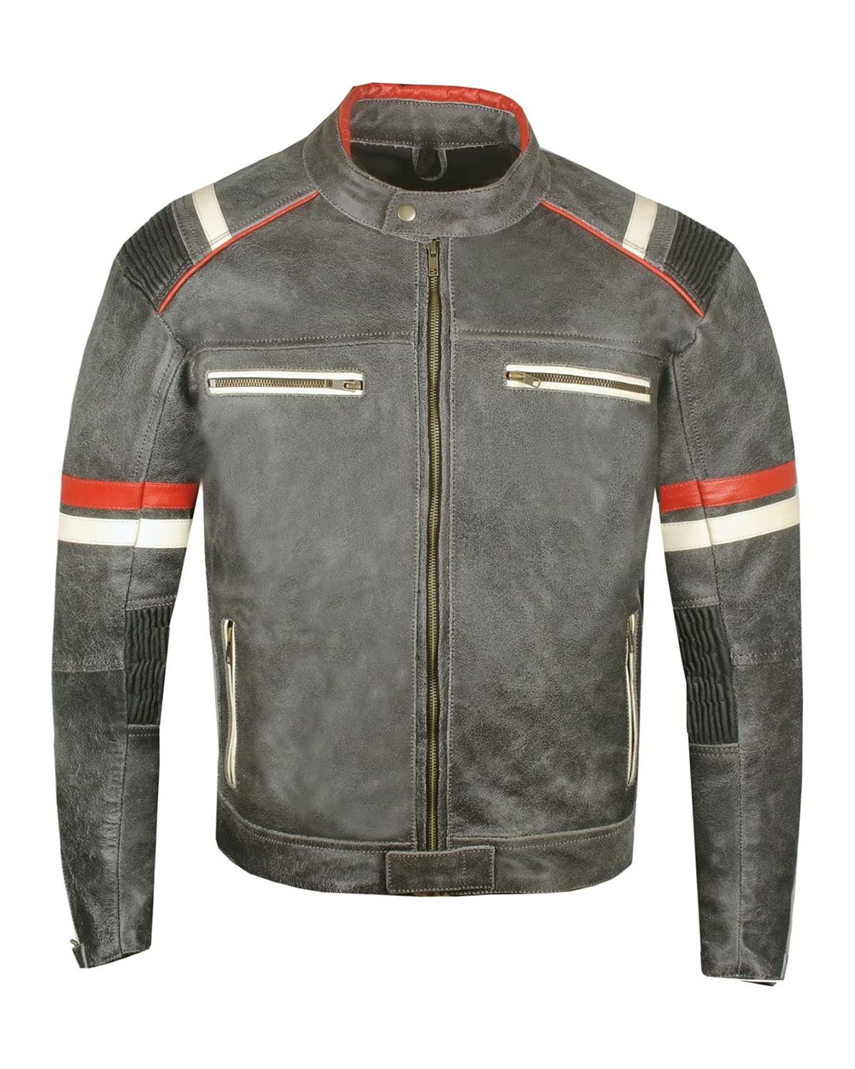 Men Vintage Cafe Racer Distressed Black Biker Leather Jacket by Leather Warrior