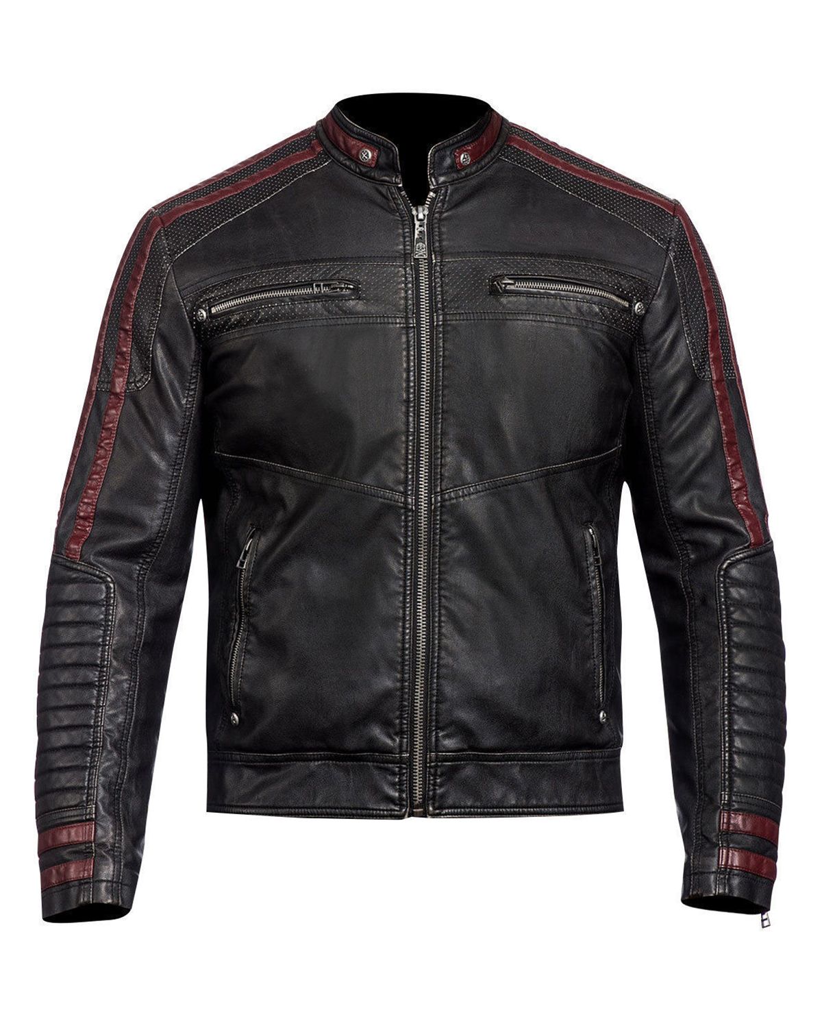 Men Stylish Black Biker Real Leather Jacket by Leather Warrior